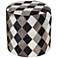 Kallins Multi-Color Checkered Leather Round Accent Stool