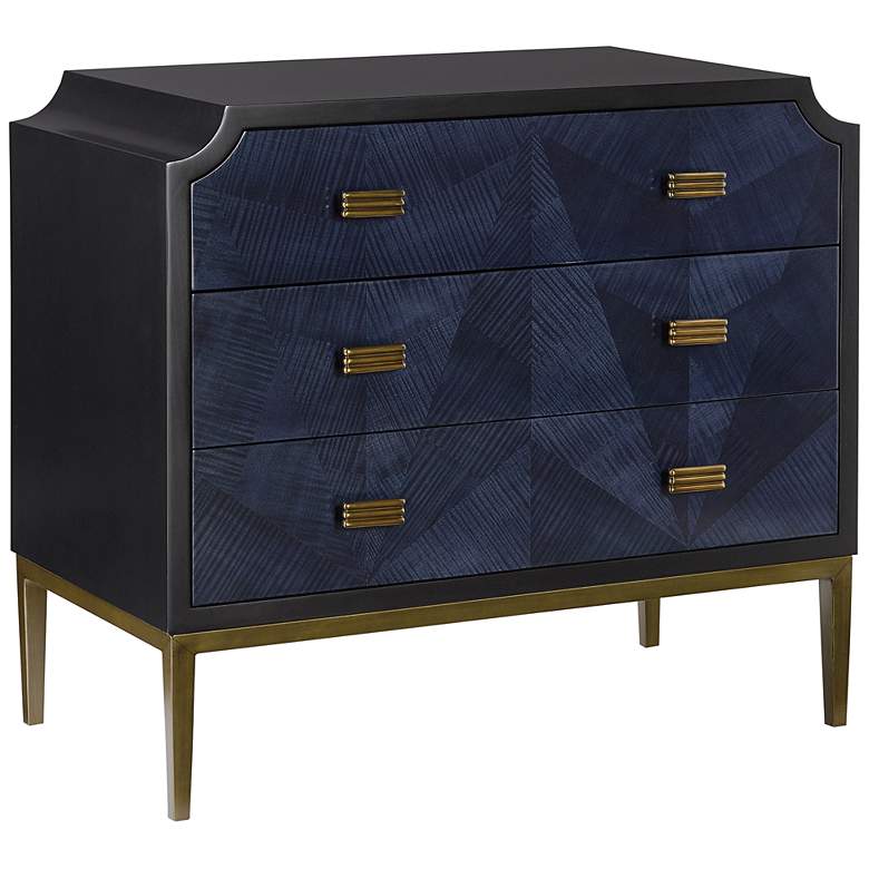 Image 1 Kallista 34" Wide Dark Sapphire 3-Drawer Accent Chest