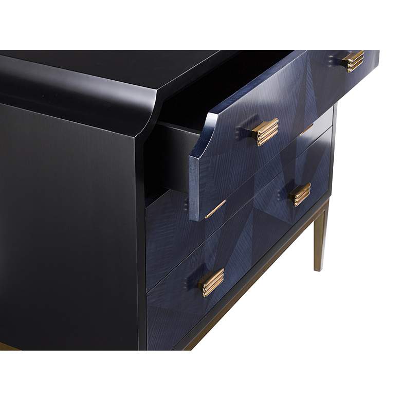Image 4 Kallista 34" Wide Dark Sapphire 3-Drawer Accent Chest more views
