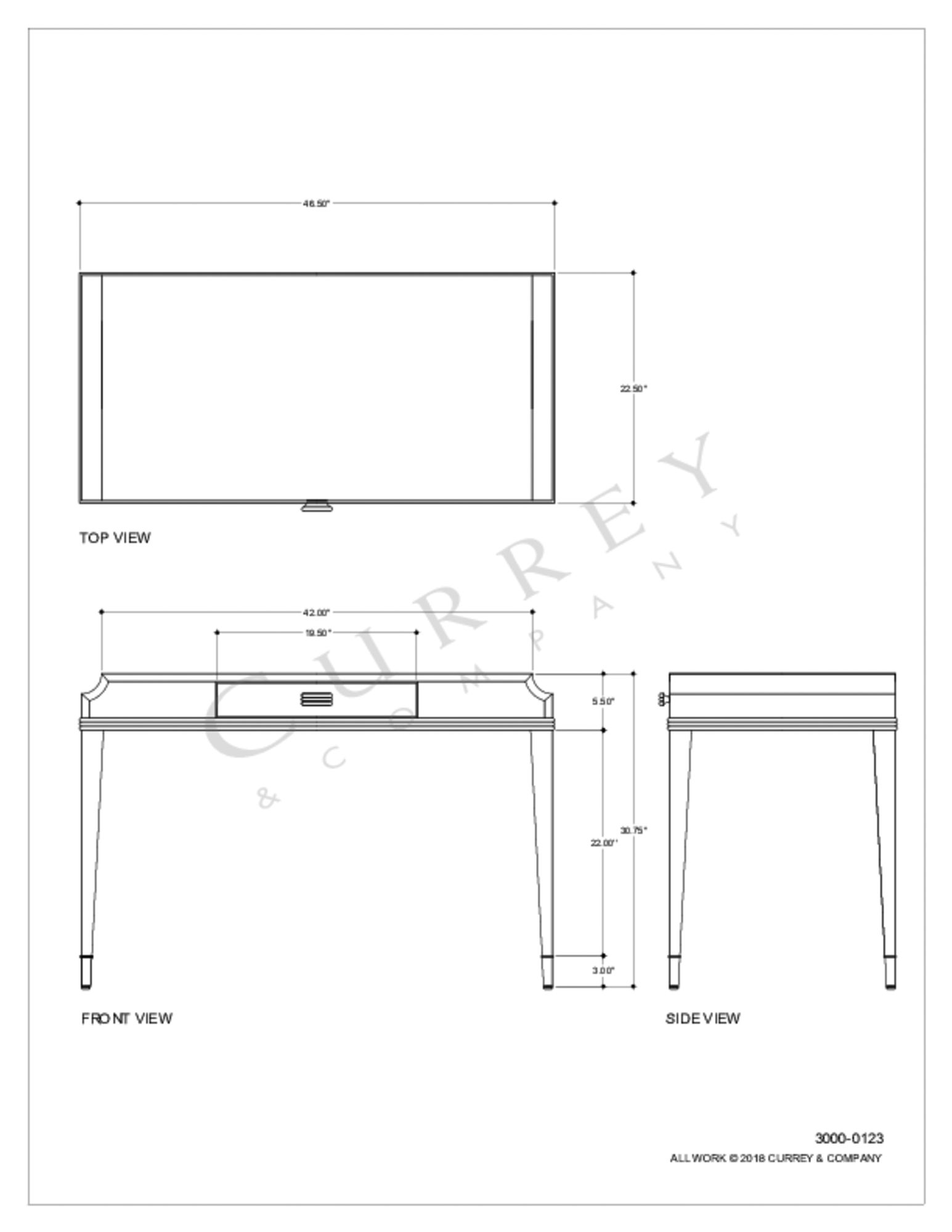Kallista 46 1/2" Wide Dark Sapphire Wood Writing Desk in scene