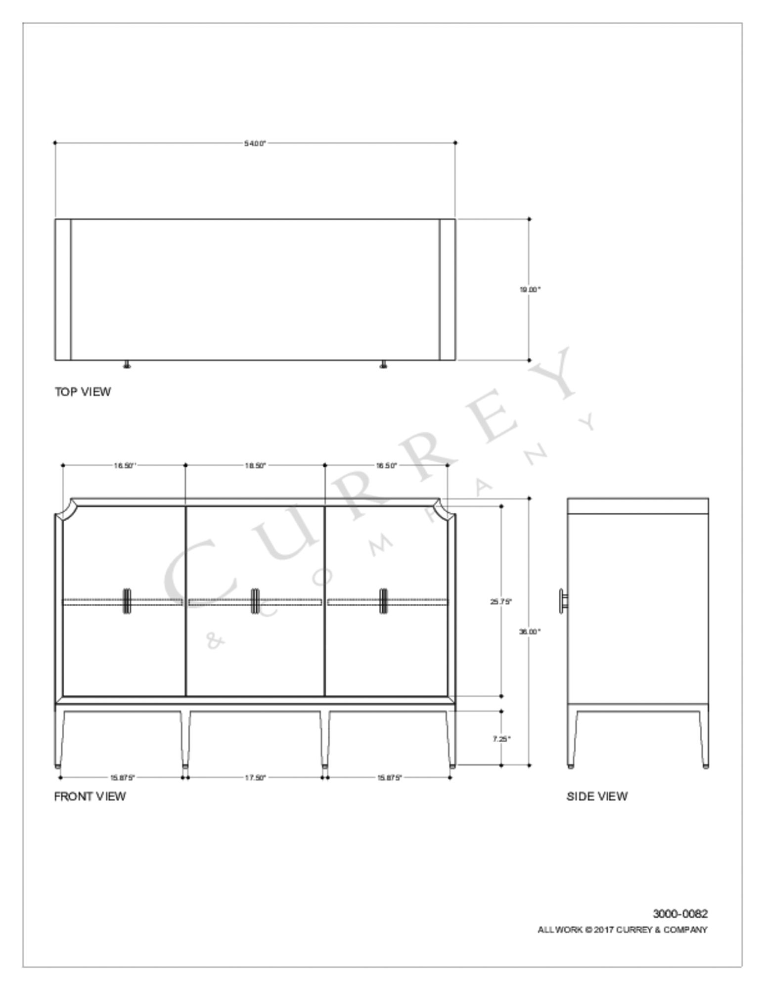 Kallista 54" Wide Dark Sapphire 3-Door Media Cabinet in scene