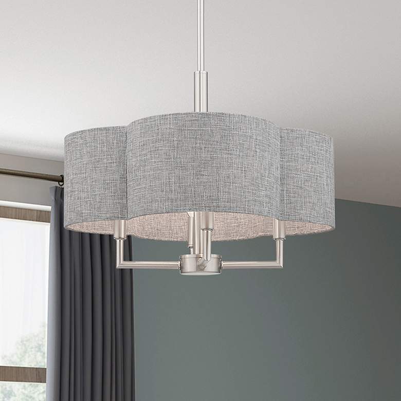 Image 1 Kalmar 4 Light Brushed Nickel Pendant Chandelier