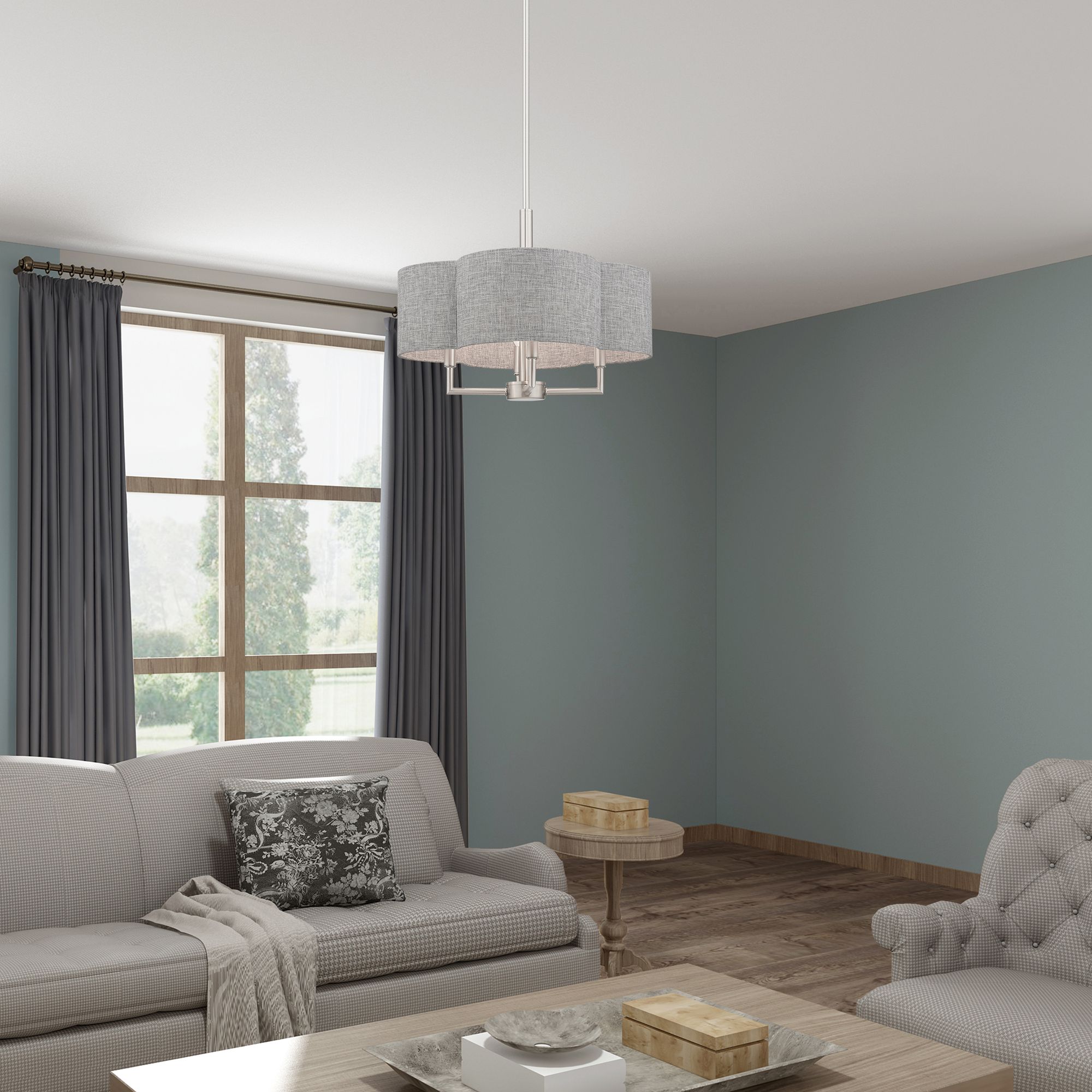 Kalmar 4 Light Brushed Nickel Pendant Chandelier