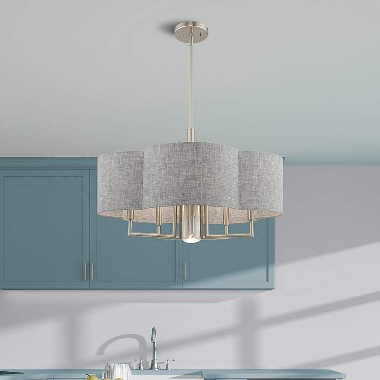 Image 1 Kalmar 6 Light Brushed Nickel Pendant Chandelier