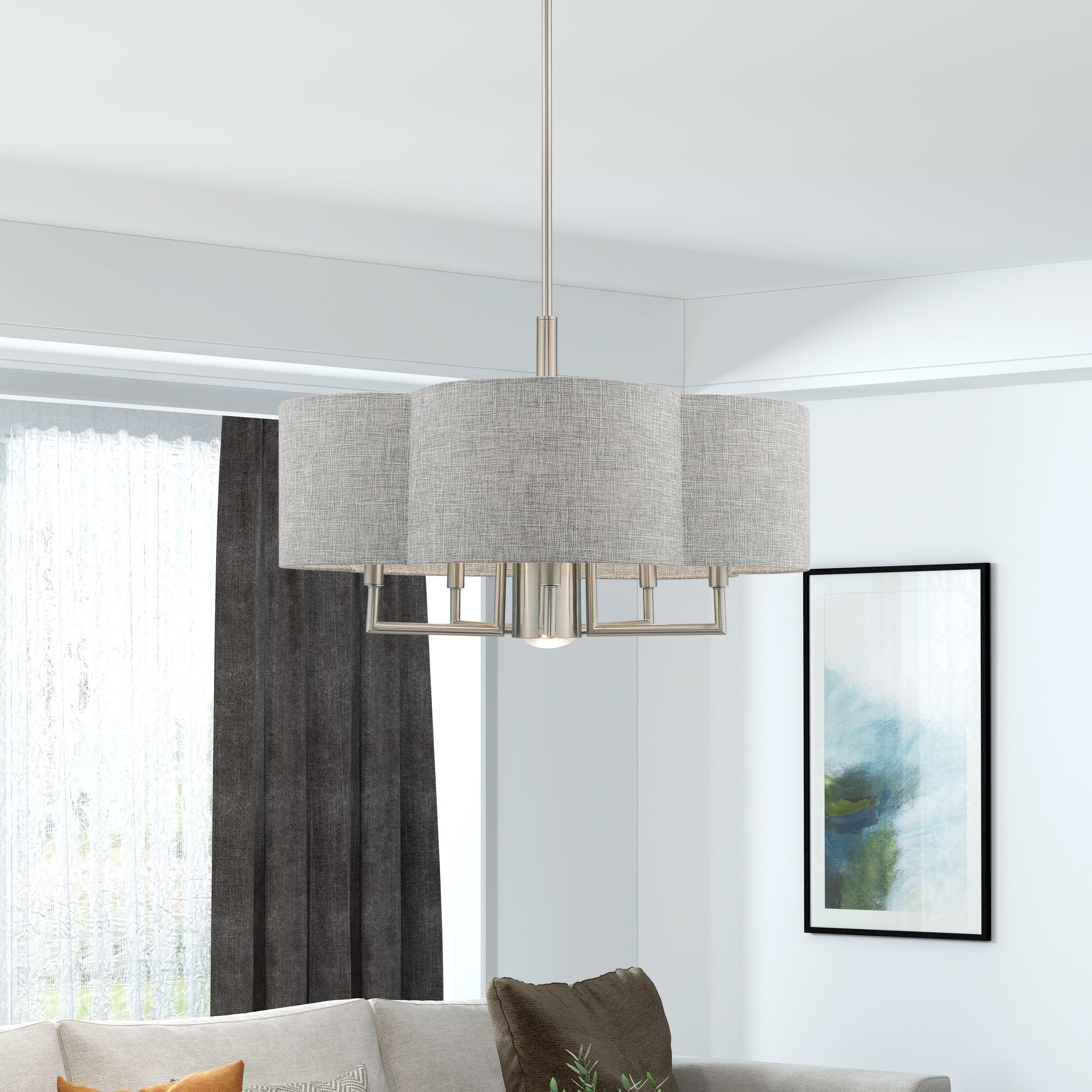 Kalmar 6 Light Brushed Nickel Pendant Chandelier