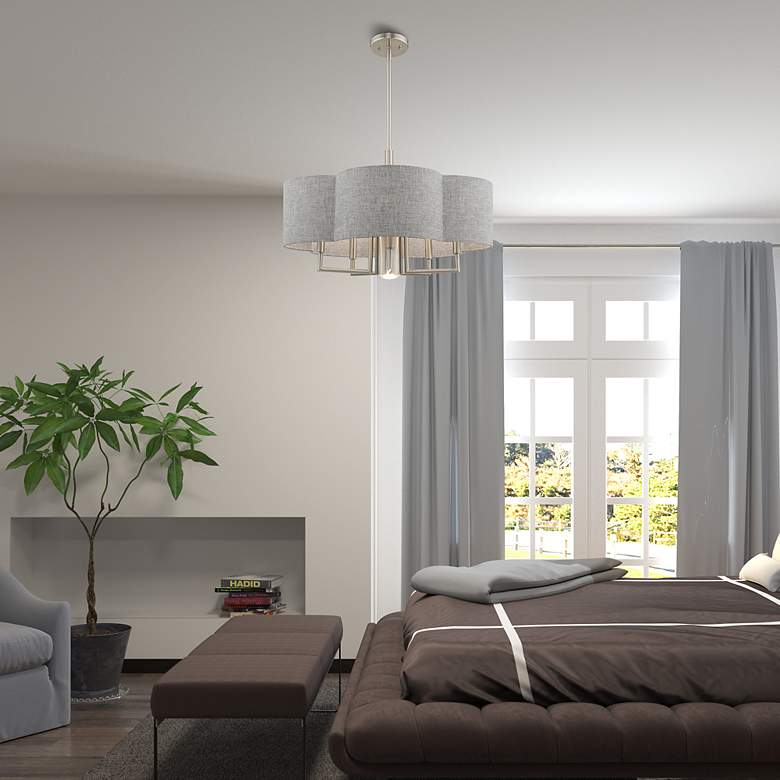 Image 7 Kalmar 6 Light Brushed Nickel Pendant Chandelier more views