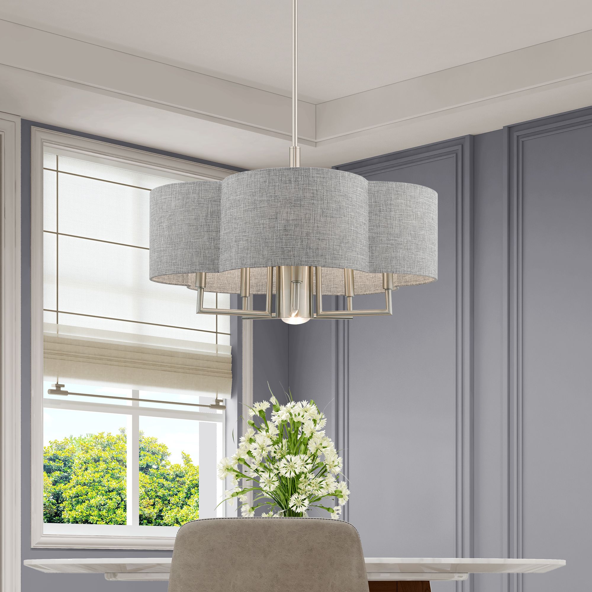Kalmar 6 Light Brushed Nickel Pendant Chandelier