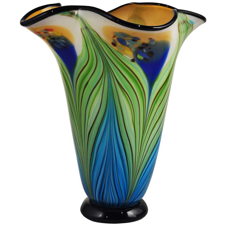 Image 1 Kalmia Multi-Color 12 3/4" High Art Glass Modern Vase