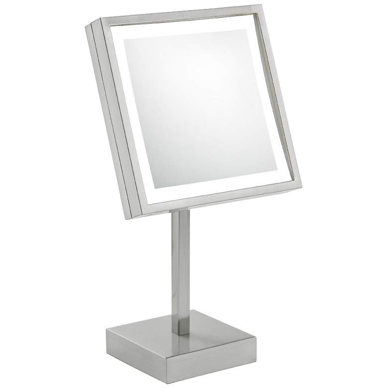 Image 1 Kaly Brushed Nickel LED Lighted Plug-In Stand Makeup Mirror