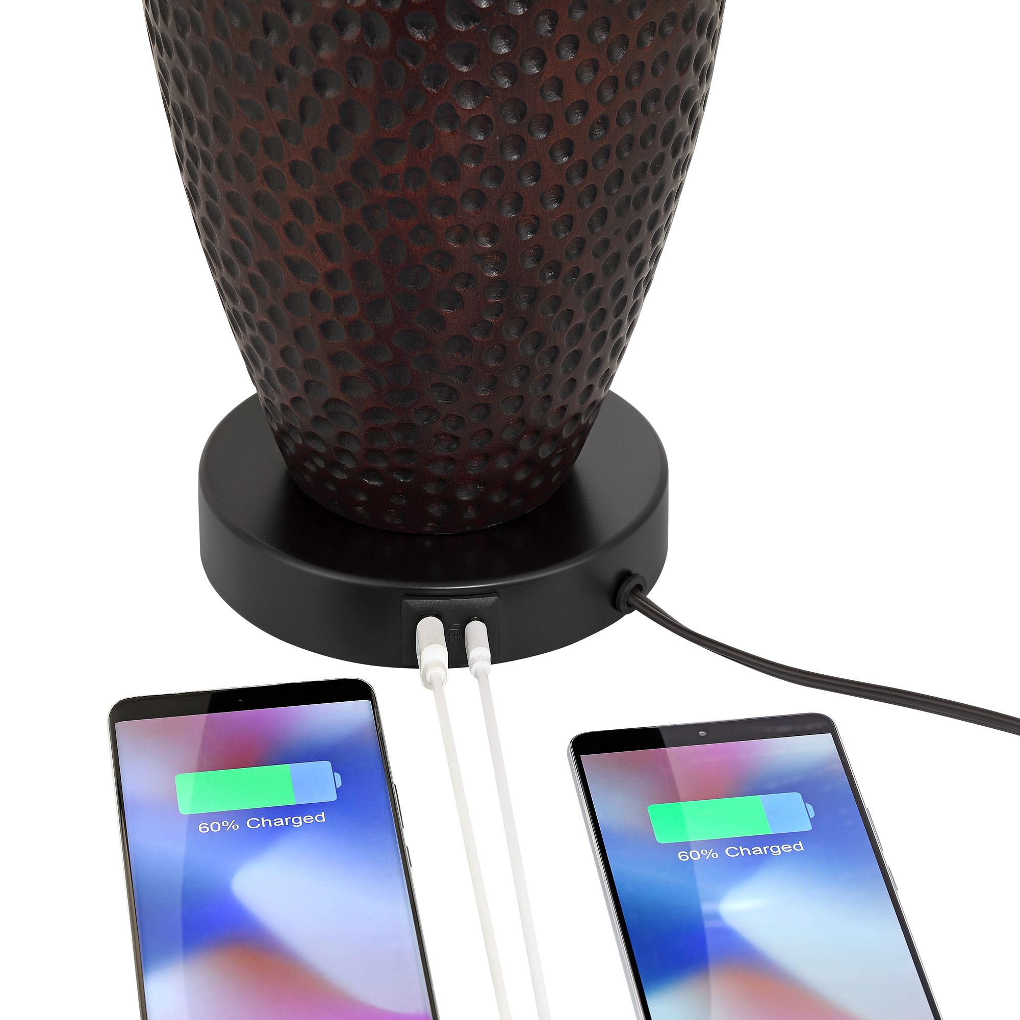 Kaly Hammered Oiled Bronze Table USB Lamps Set of 2 67E15 Lamps Plus