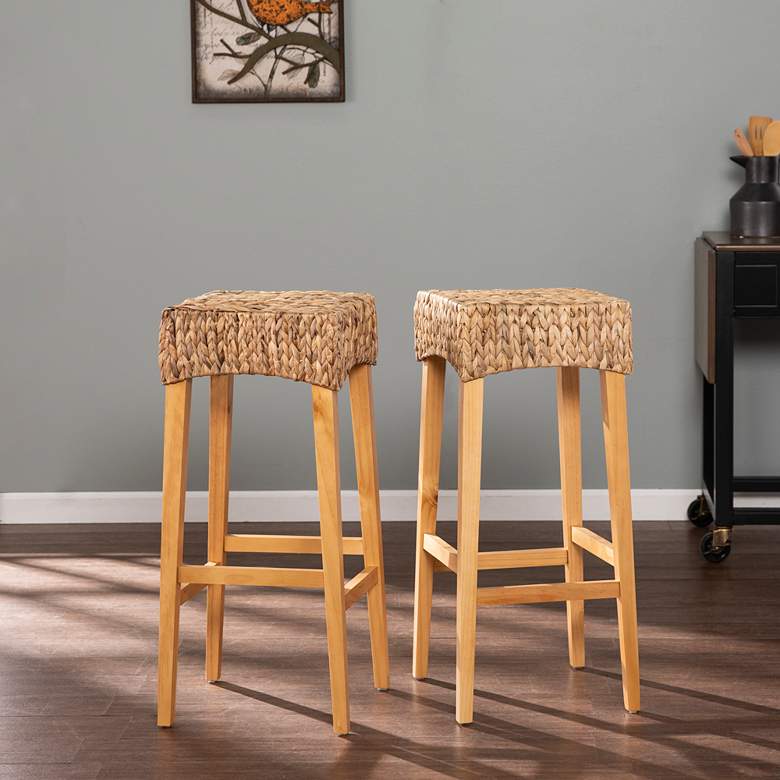 Image 1 Kalzeta Natural Bar Height Stools Set of 2