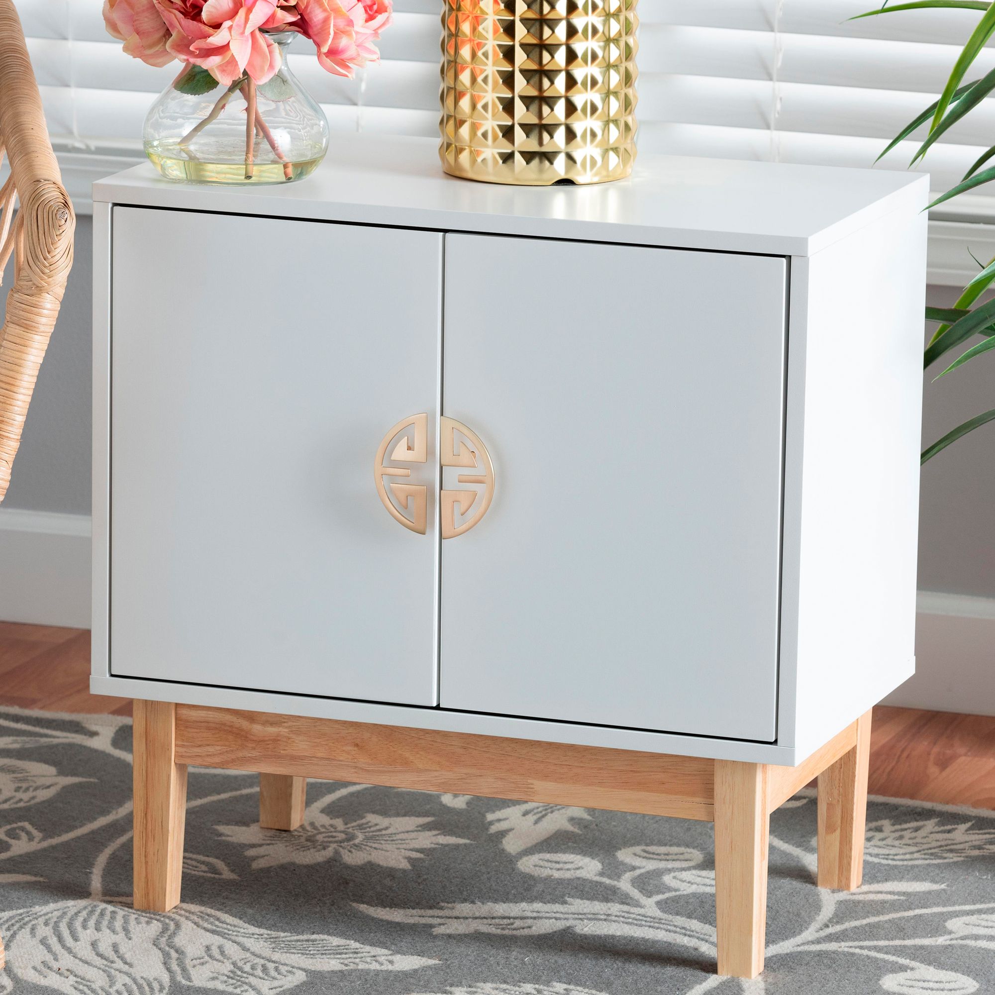 Kamana 23 1/2" Wide White Wood 2Door Storage 549G5 Lamps Plus