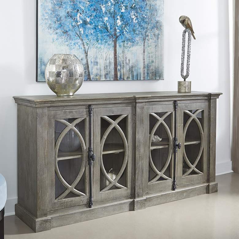 Image 1 Kamet 71" Wide Crescent Gray Wooden 4-Door Credenza