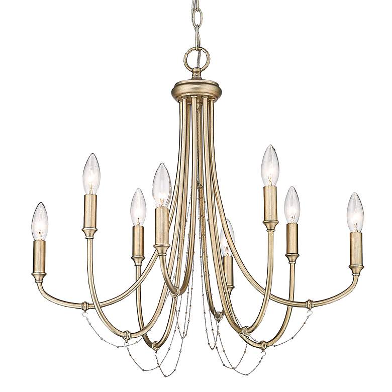 Image 1 Kamila 24 inch Wide White Gold 8-Light Chandelier