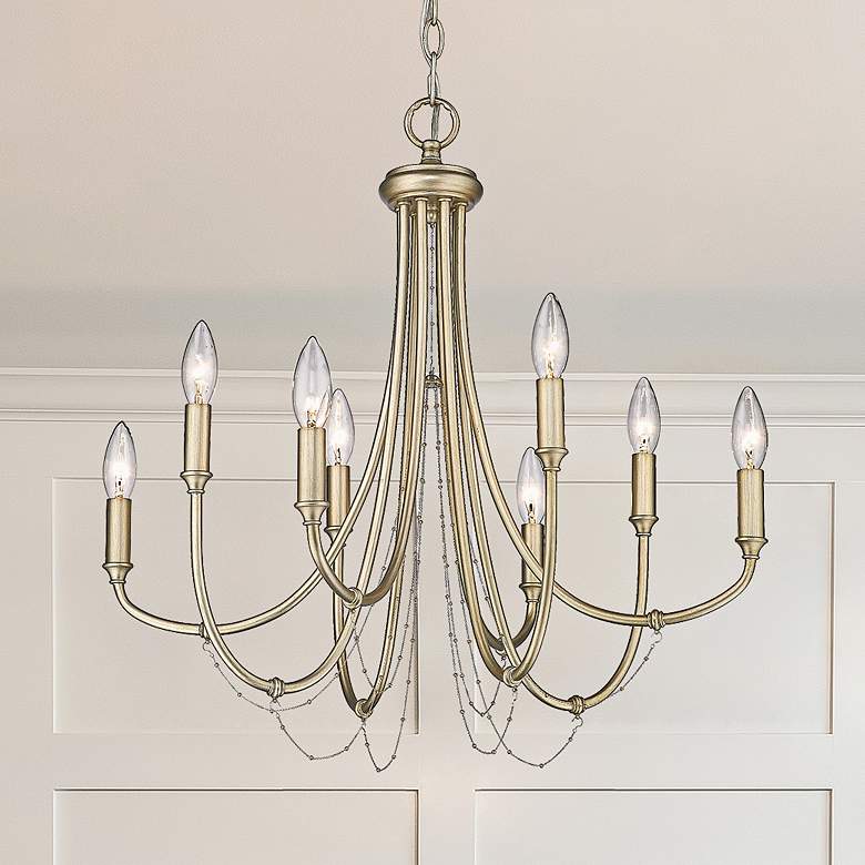 Image 1 Kamila 24" Wide White Gold 8-Light Chandelier