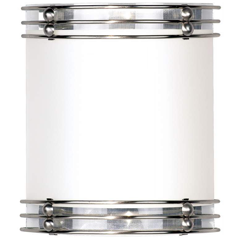 Image 1 Kamille 12 inch High Brushed Nickel and White Glass Wall Sconce