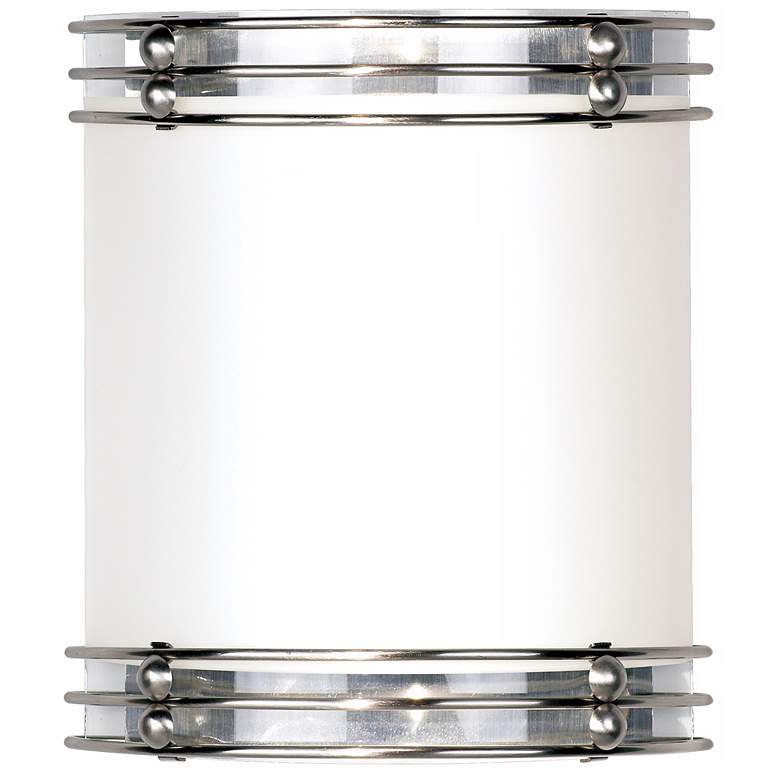 Image 1 Kamille 12" High Brushed Nickel and White Glass Wall Sconce