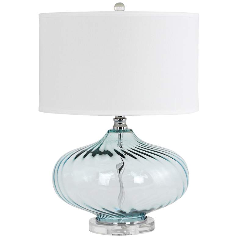 Image 1 Kamille Fluted Blue Glass Jug Table Lamp