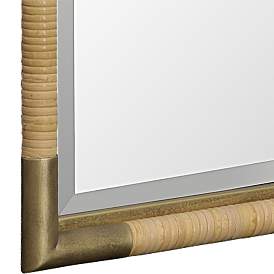 Image5 of Kampar Antiqued Gold and Rattan 22" x 32" Vanity Wall Mirror more views