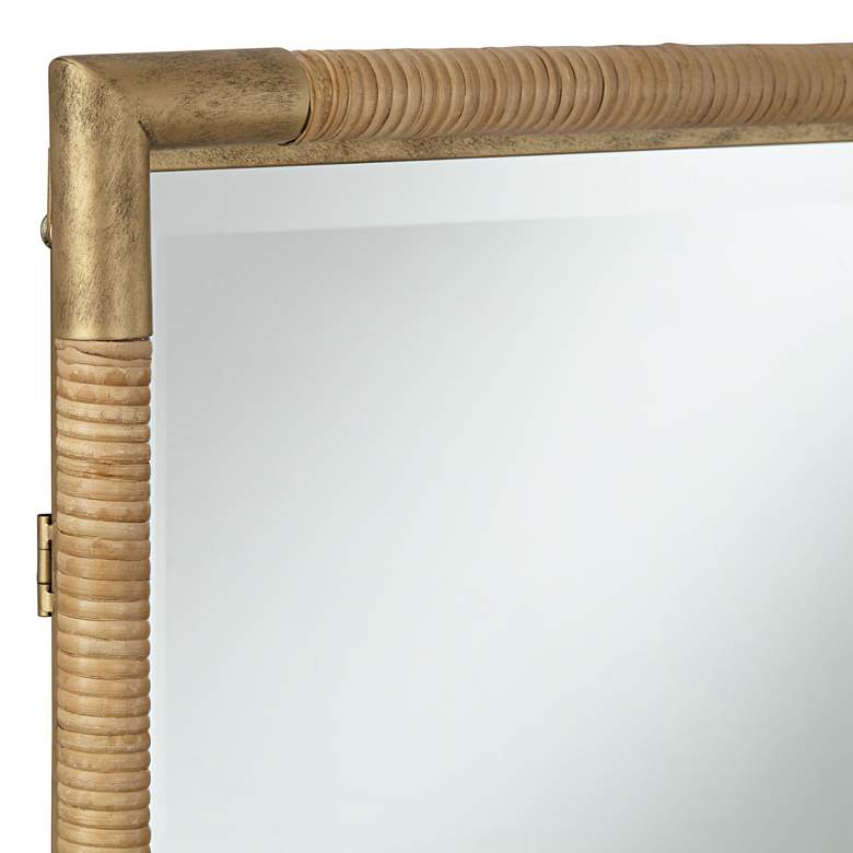 Image 3 Kampar Antiqued Gold and Rattan 23" x 36" Vanity Mirror more views