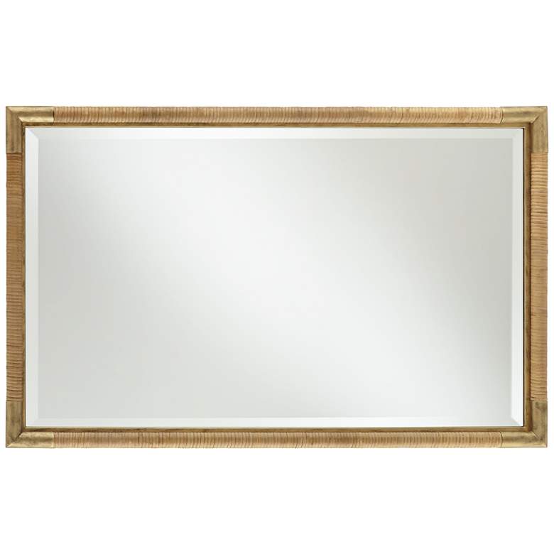 Image 5 Kampar Antiqued Gold and Rattan 23" x 36" Vanity Mirror more views