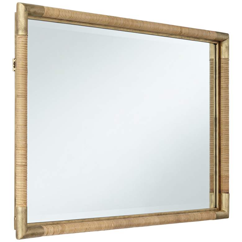 Image 7 Kampar Antiqued Gold and Rattan 23" x 36" Vanity Mirror more views