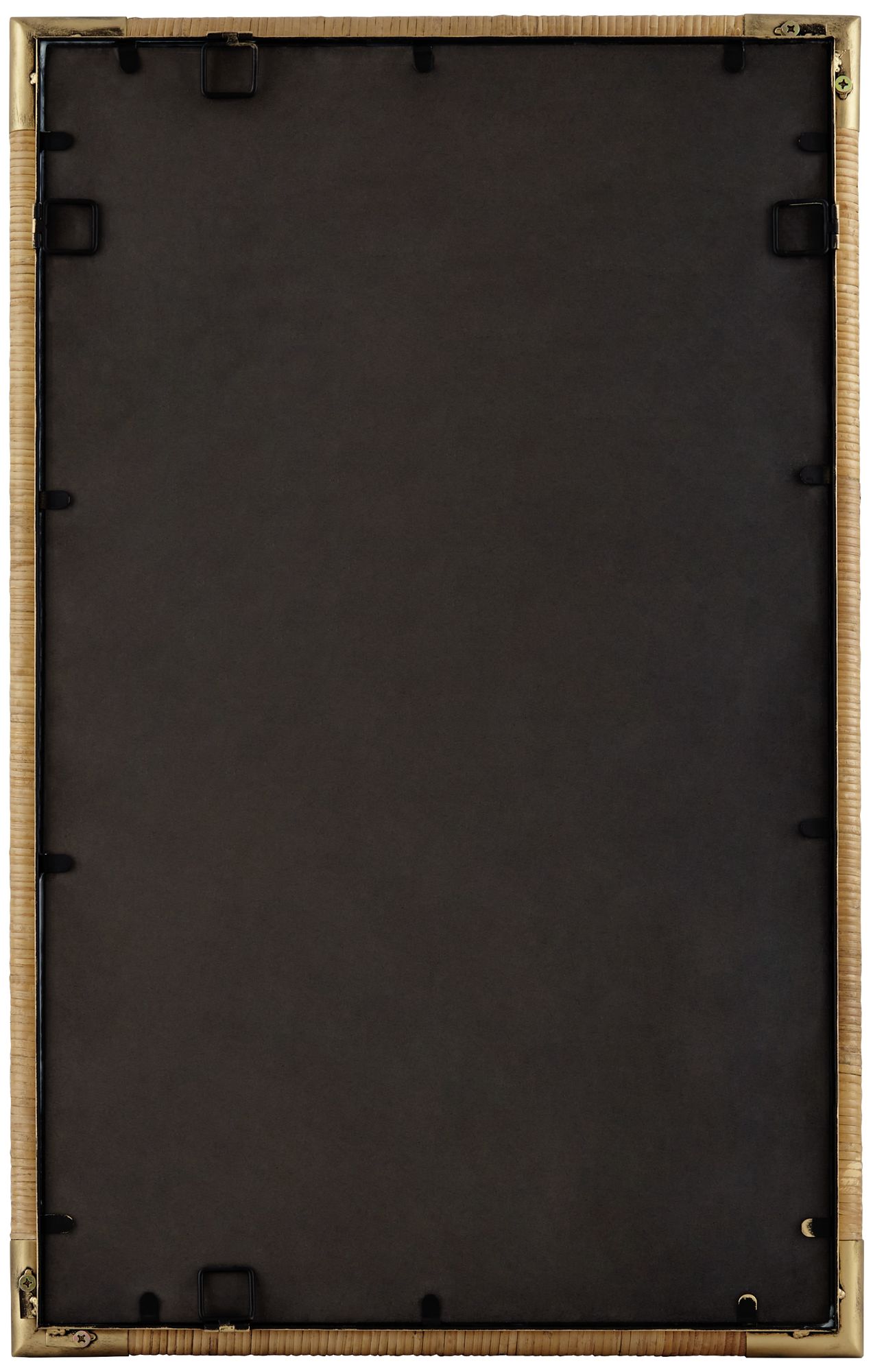 Kampar Antiqued Gold and Rattan 23" x 36" Vanity Mirror