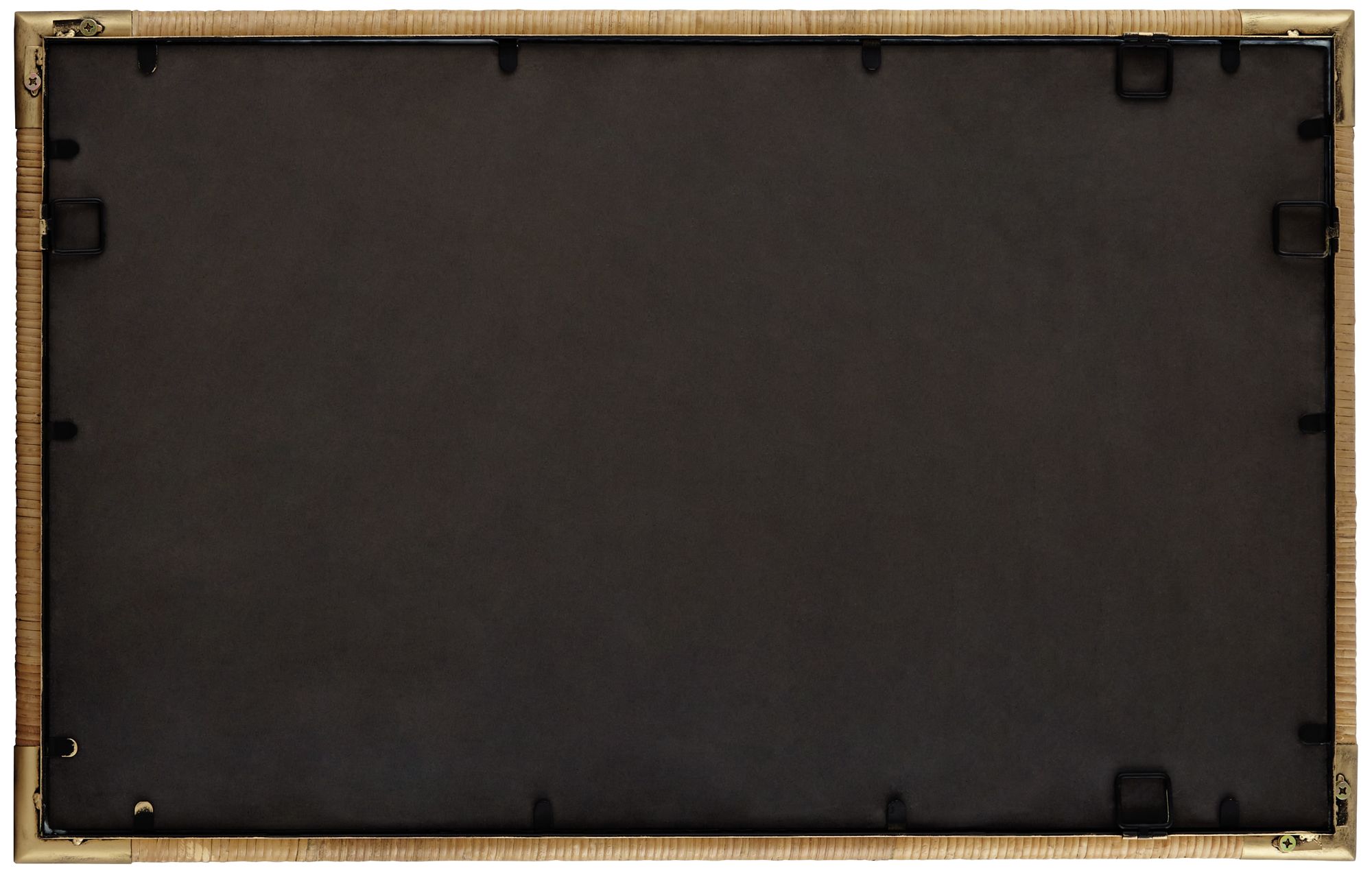 Kampar Antiqued Gold and Rattan 23" x 36" Vanity Mirror