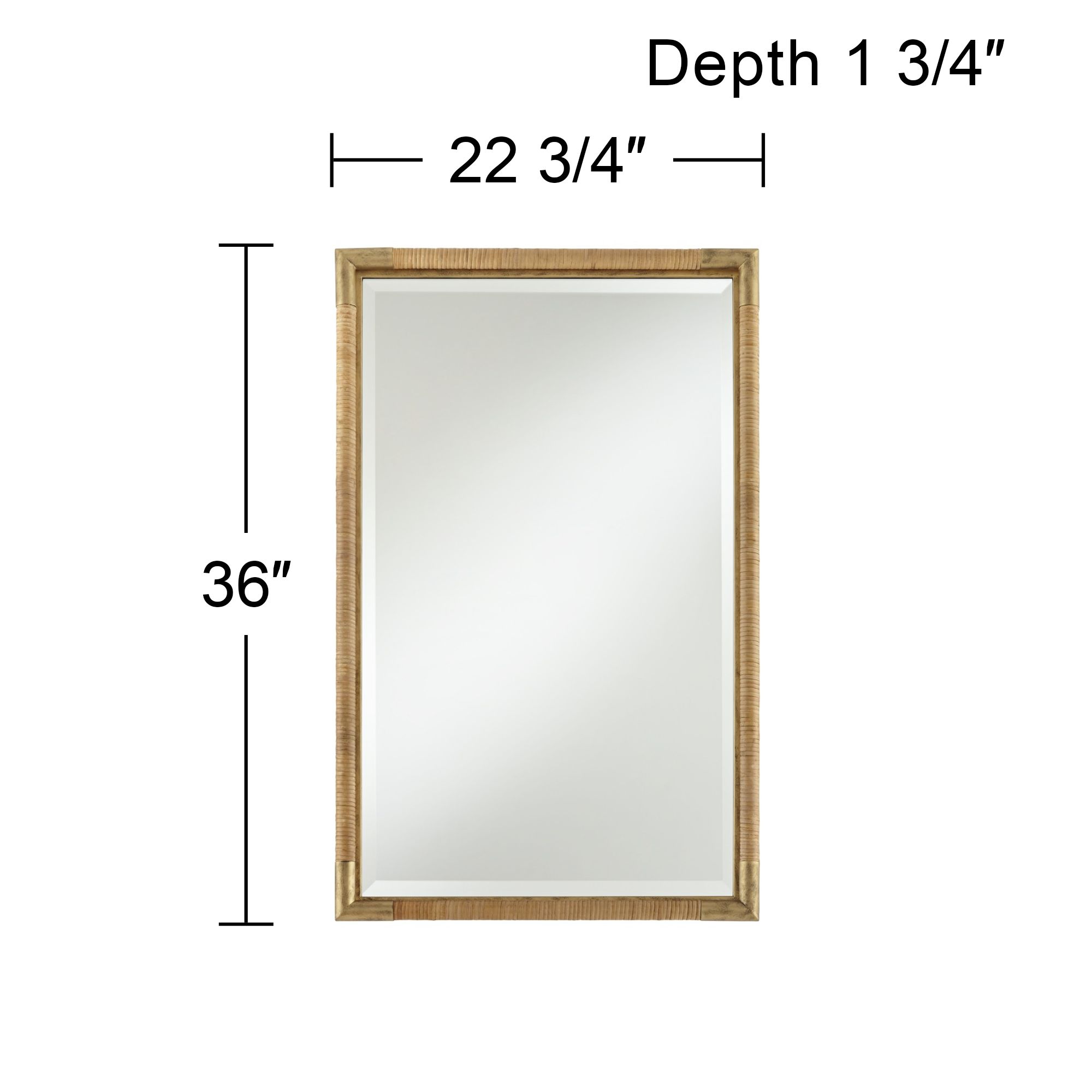 Kampar Antiqued Gold and Rattan 23" x 36" Vanity Mirror