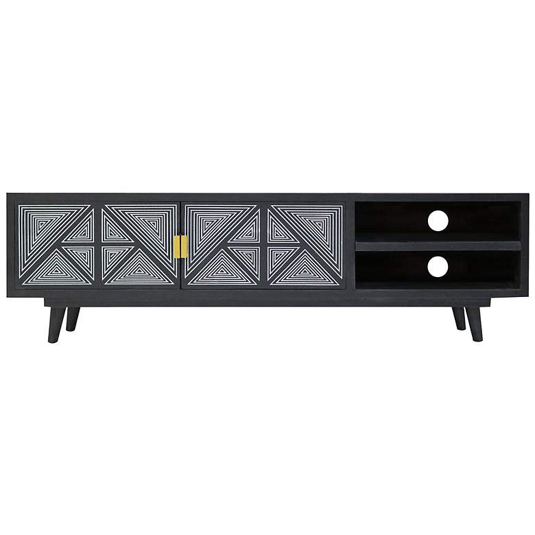 Image 7 Kanan 56" Wide Black Wood 2-Door 2-Shelf TV Stand more views