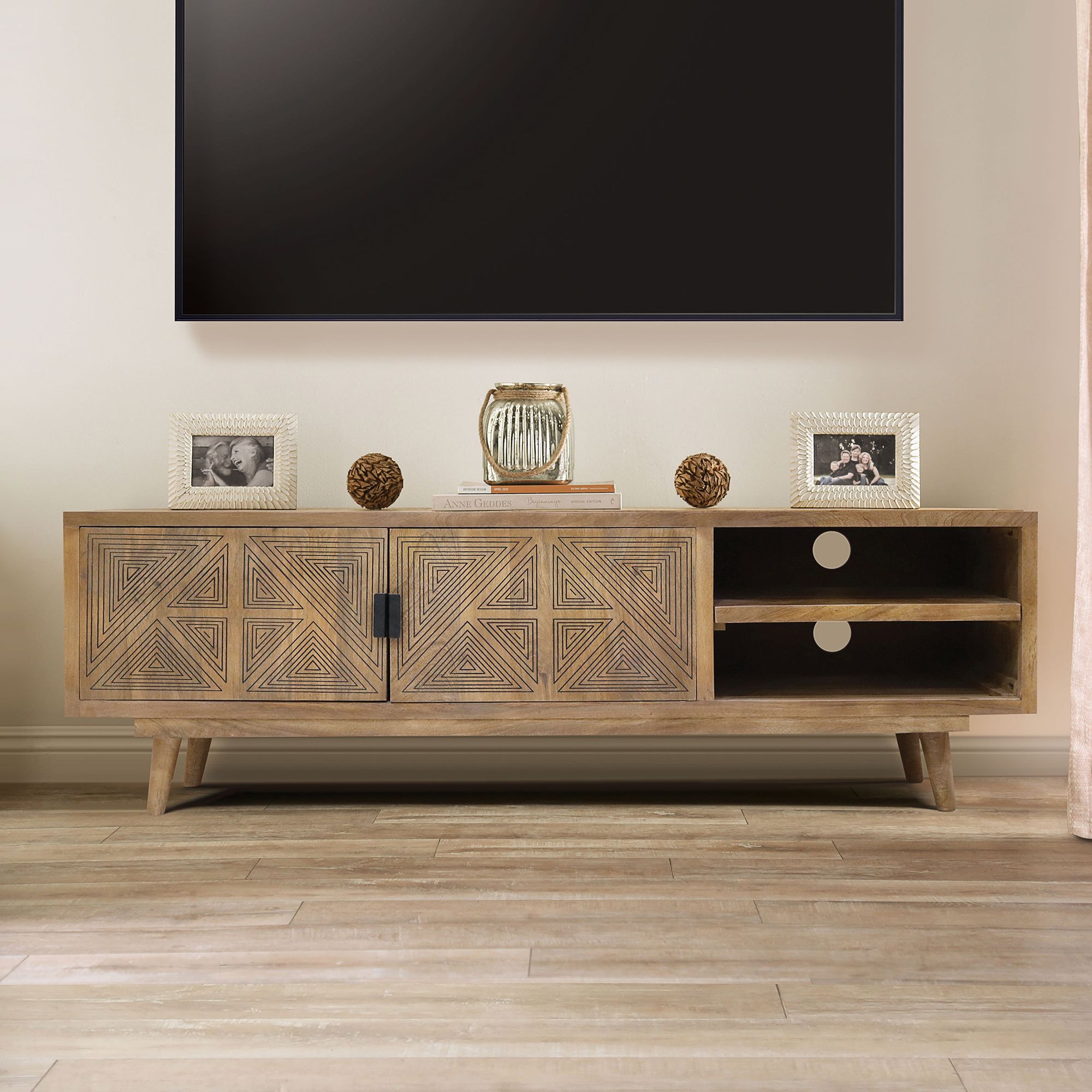 Kanan 56 Wide Brown Wood 2 Door 2 Shelf TV Stand 9247F Lamps Plus