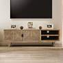 1_Kanan 56" Wide Brown Wood 2-Door 2-Shelf TV Stand
