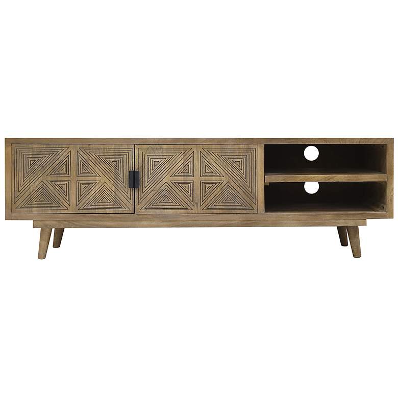 Image 7 Kanan 56" Wide Brown Wood 2-Door 2-Shelf TV Stand more views