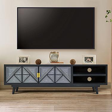 Kanan 56" Wide Black Wood 2-Door 2-Shelf TV Stand