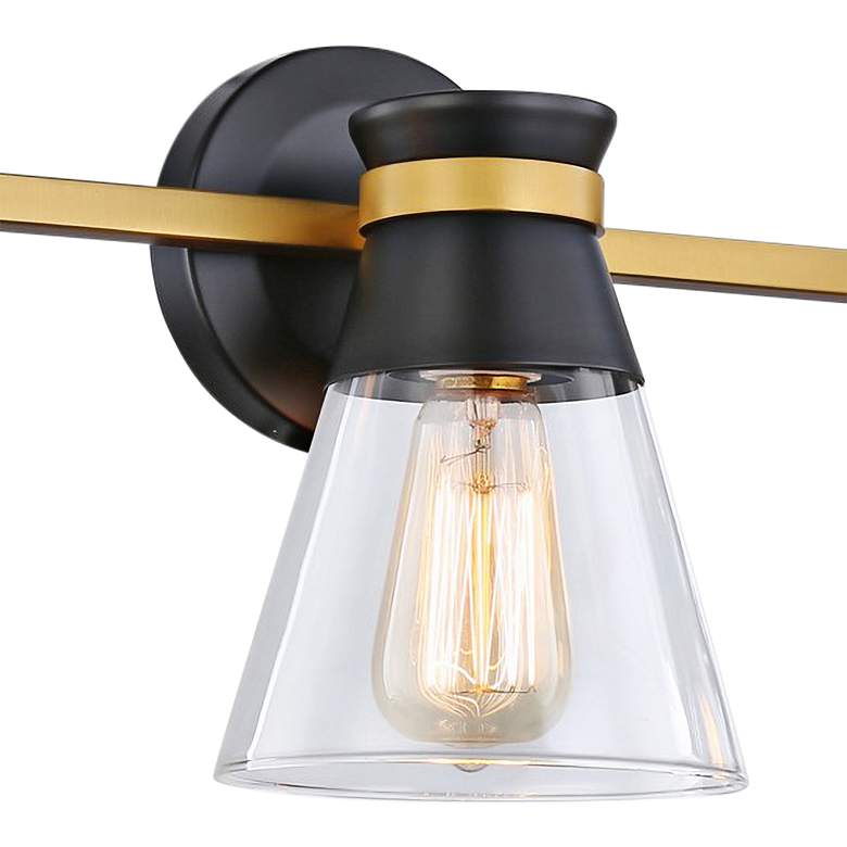 Image 2 Kanata 26" Wide Black and Brushed Brass 3-Light Bath Light more views