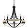 Kander 26" Wide Black and White Wash Wood 5-Light Chandelier