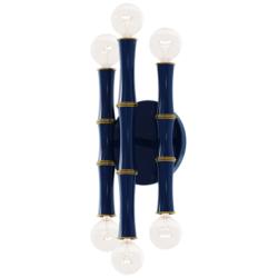 Kane 12" High Blue And Modern Brass Wall Sconce