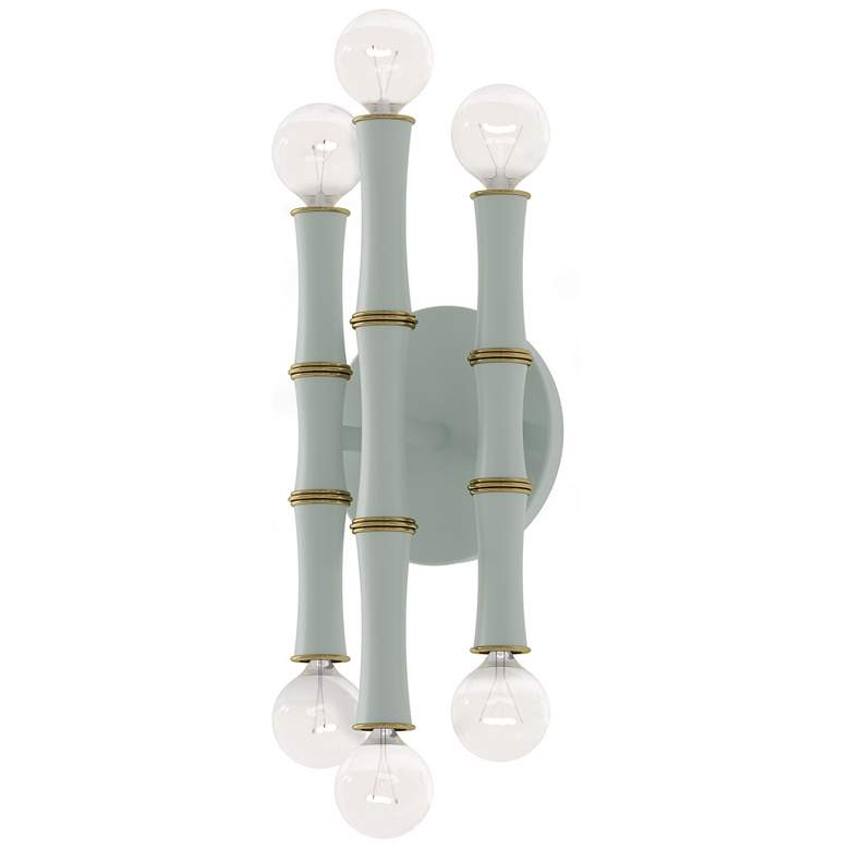 Image 1 Kane 12" High Matte Celadon Finish Modern Brass Accent Wall Sconce