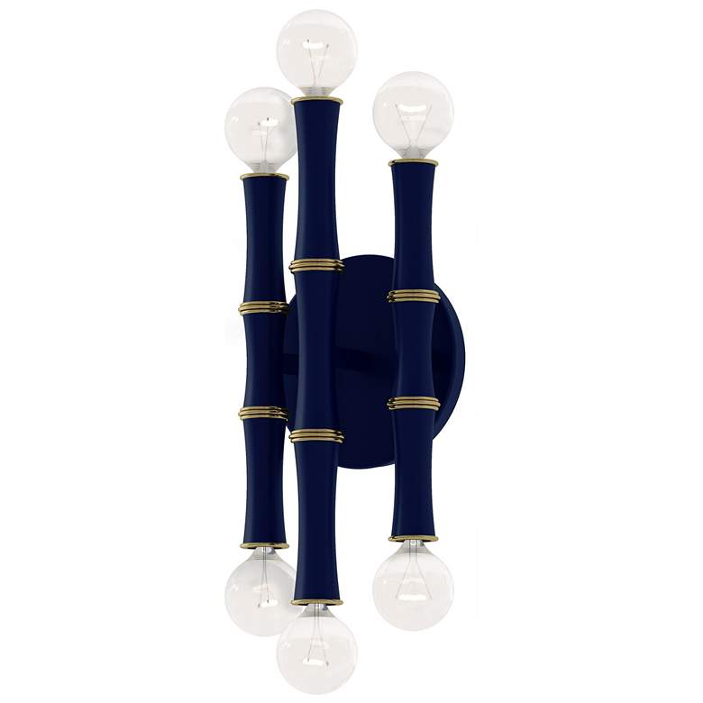 Image 1 Kane 12" High Matte Midnight Blue Finish Modern Brass Accent Wall Sconce