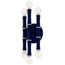 Kane 12" High Matte Midnight Blue Polished Nickel Finish Wall Sconce