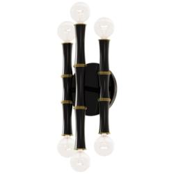 Kane 12" High Obsidian And Modern Brass Wall Sconce