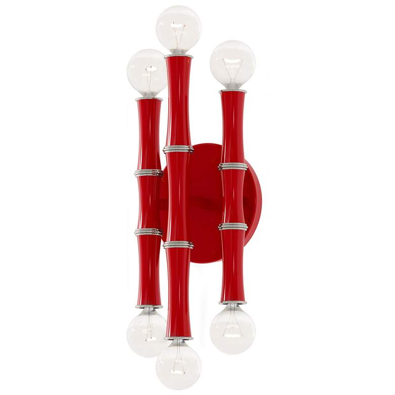 Image 1 Kane 12" High Ruby Red Finish Polished Nickel Accent Wall Sconce