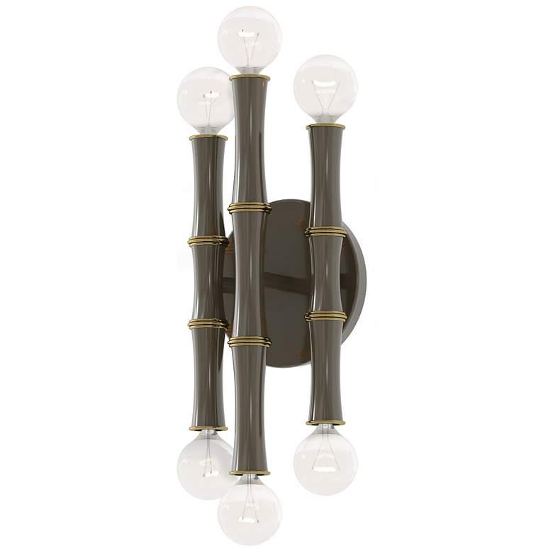 Image 1 Kane 12" High Smokey Taupe Finish Modern Brass Accent Wall Sconce