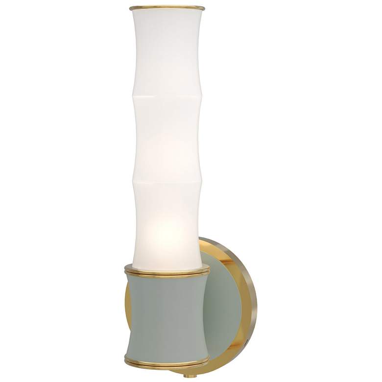 Image 1 Kane 13.38" High Matte Celadon Finish Modern Brass Accent Wall Sconce