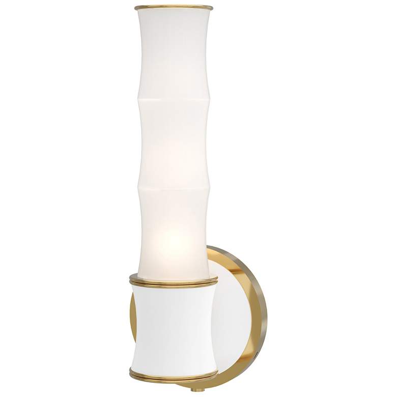 Image 1 Kane 13.38" High Matte Daisy Finish Modern Brass Accent Wall Sconce