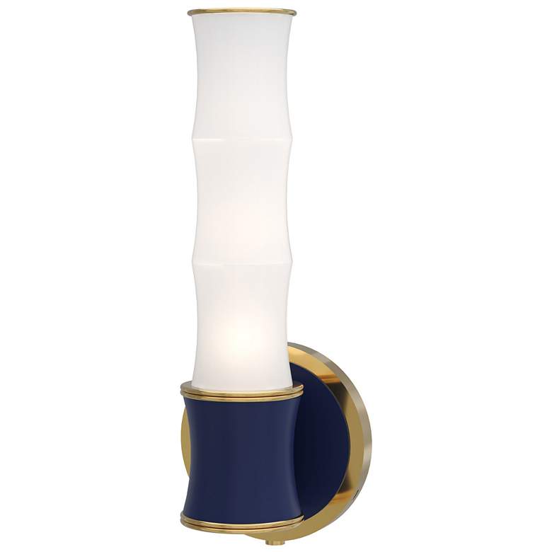 Image 1 Kane 13.38" High Matte Midnight Blue Modern Brass Finish Wall Sconce