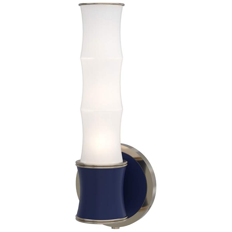 Image 1 Kane 13.38" High Matte Midnight Blue Polished Nickel Finish Wall Sconce