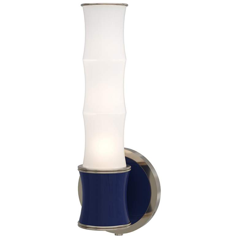 Image 1 Kane 13.38" High Midnight Blue Finish Polished Nickel Accent Wall Sconce