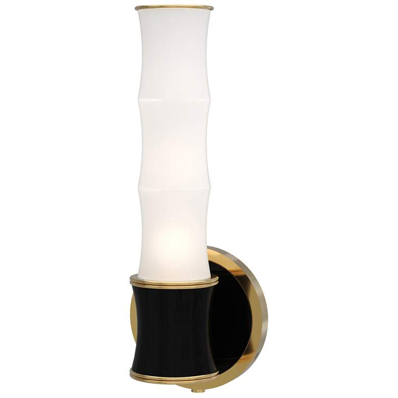 Image 1 Kane 13.38" High Obsidian Finish Modern Brass Accent Wall Sconce
