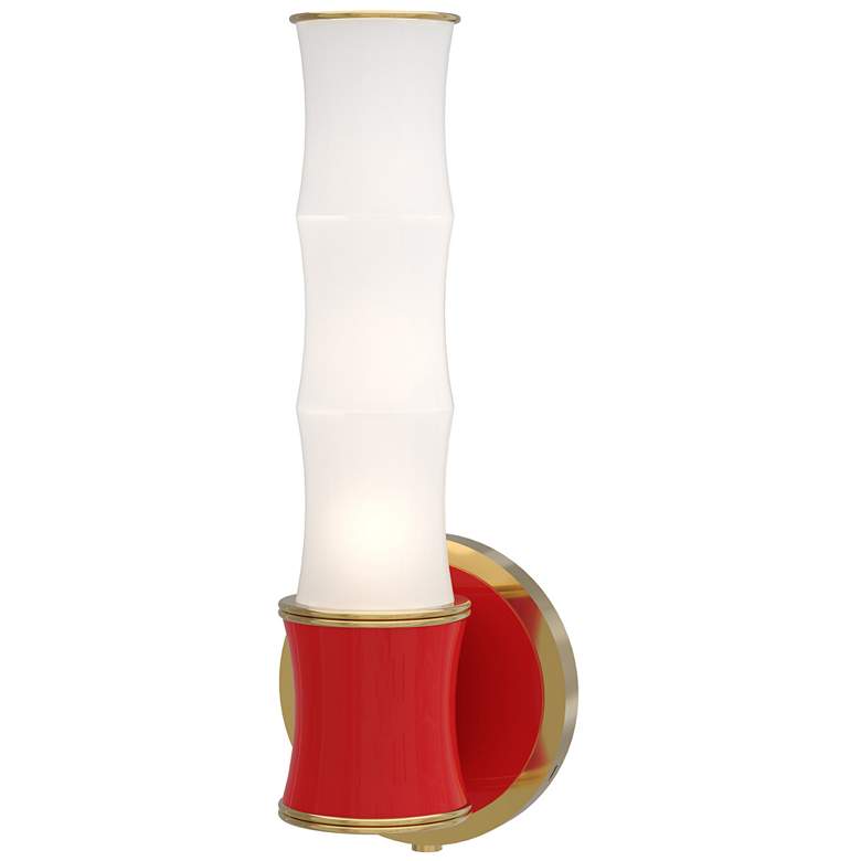 Image 1 Kane 13.38" High Ruby Red Finish Modern Brass Accent Wall Sconce